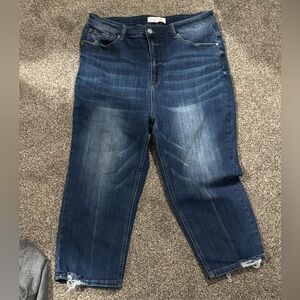 Risen Woman’s Medium Wash Cropped Jeans Size 1XL‎
